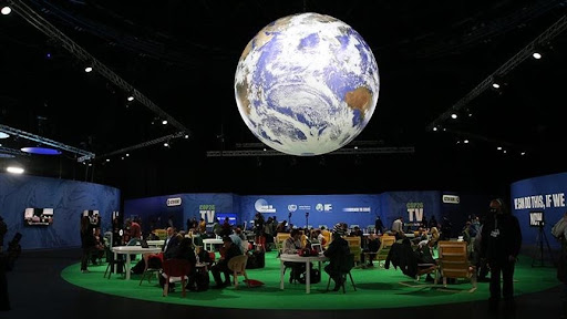 Imagen del interior del Scottish Event Campus donde se celebró la COP26, el 31 de octubre de 2021. Fotografía de Hasan Esen - Agencia Anadolu.